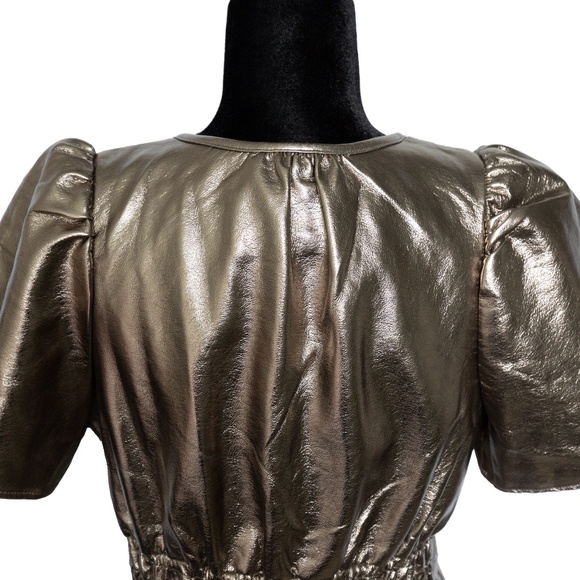 ANTHROPOLOGIE The Somerset Mini Dress: Metallic Faux Leather Edition NWOT - Picture 7 of 14